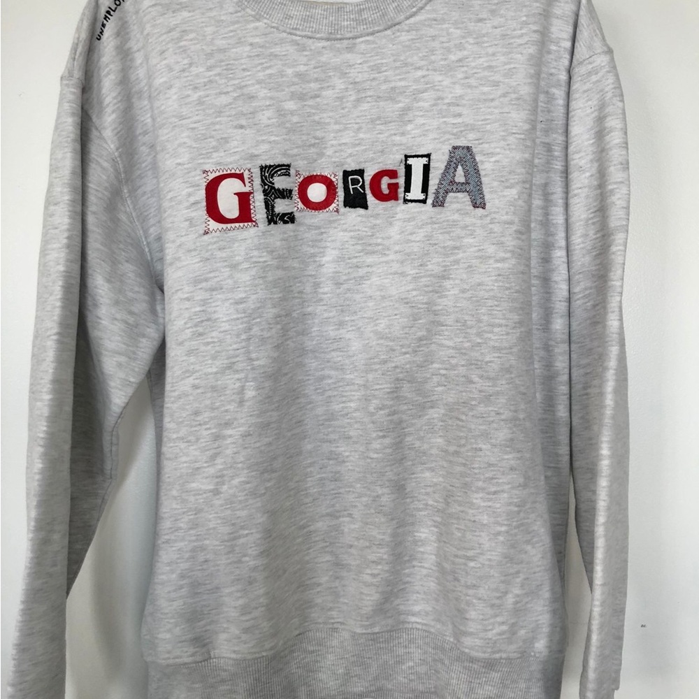 Unemployed Denim Georgia Gray Long Sleeve Crew Neck Sweatshirt L